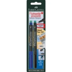 Faber-Castell Folienstifte Multimark, 2 Stück, Permanent, Fein, Schwarz/blau -Schule Deutschland Verkaufs-Shop 156295