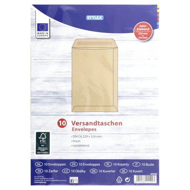 Versandtaschen - Ohne Fenster - DIN C4 - Braun - 10 Stück 1 Versandtaschen - Ohne Fenster - DIN C4 - Braun - 10 Stück