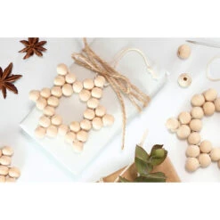 Holzperlen-Set - Sterne - Natur - Ca. 161 Teile