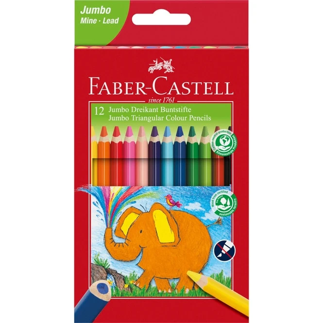 Faber-Castell - Jumbo Dreikant Buntstifte - 12er Set 1 Faber-Castell - Jumbo Dreikant Buntstifte - 12er Set