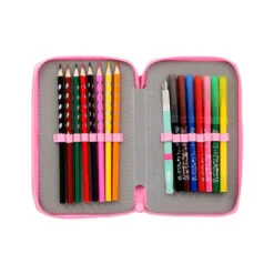 Schüleretui - Weisse Pferde - Blau / Rosa