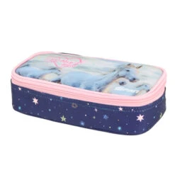 Schüleretui - Weisse Pferde - Blau / Rosa