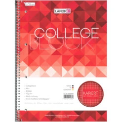 Collegeblock - DIN A4 - Lineatur 28 - Kariert Mit Rand Links